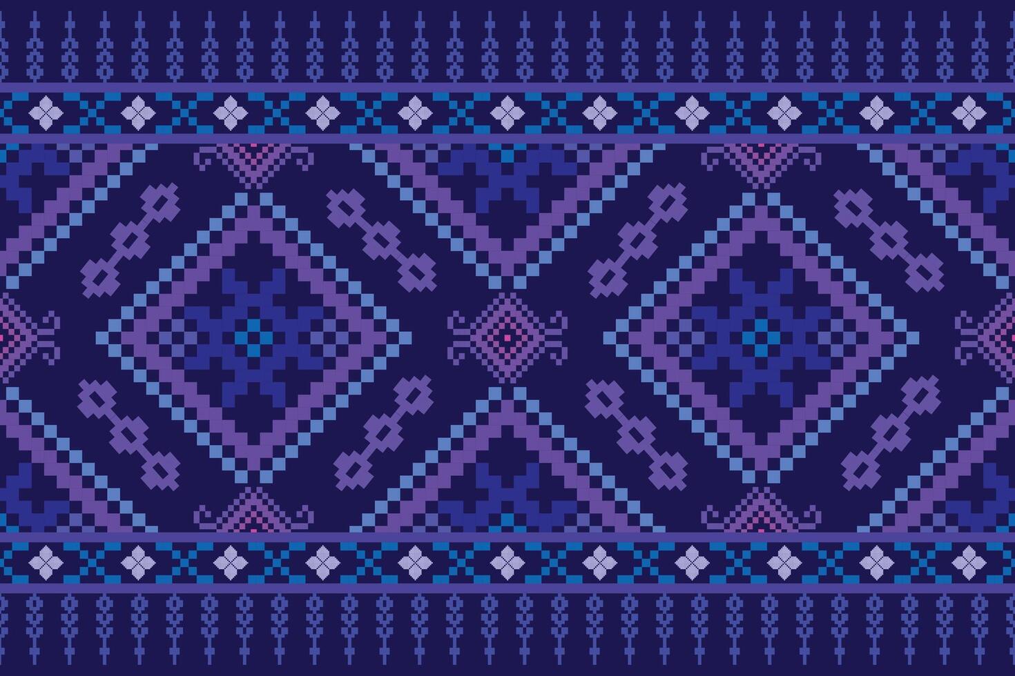 Dark blue pixel seamless pattern fabric vector