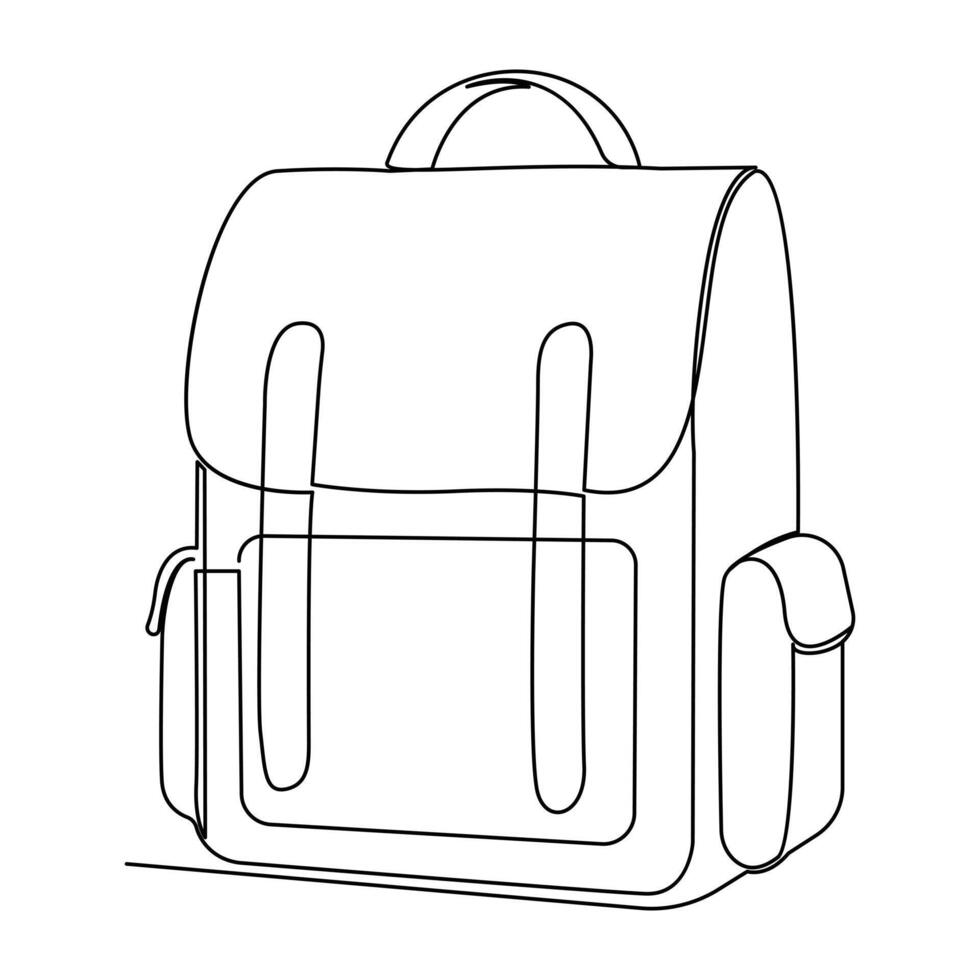 minimalist single-line art representation of a school bag against a white background vector