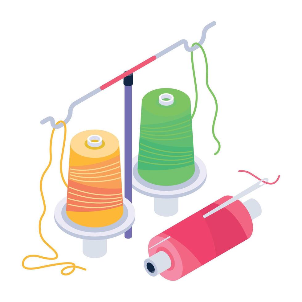 Sewing and Textile Machines Isometric Icons vector