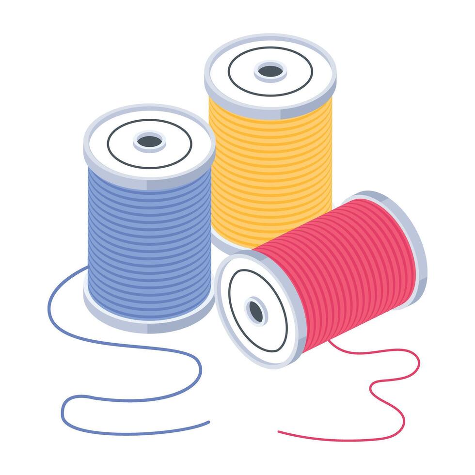 Sewing and Textile Accessories Isometric Icons vector