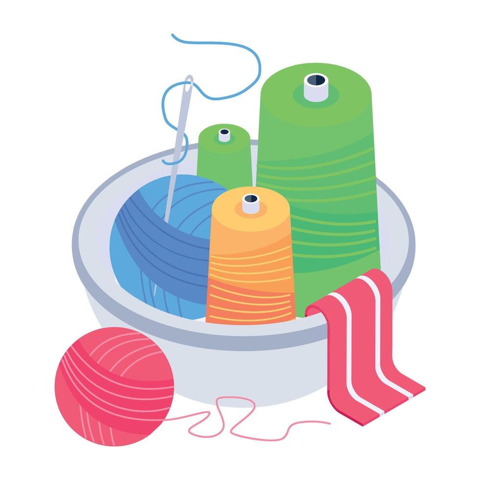 Sewing and Textile Machines Isometric Icons vector