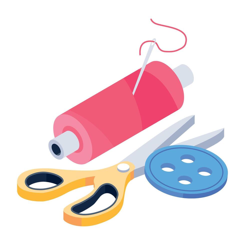 Sewing and Textile Machines Isometric Icons vector