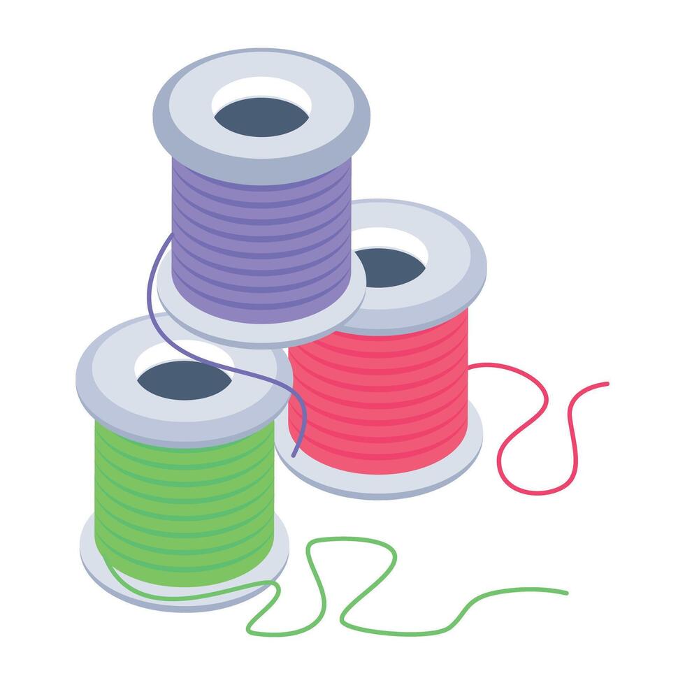 Sewing and Textile Accessories Isometric Icons vector