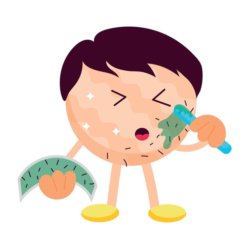 Self Grooming Flat Stickers vector
