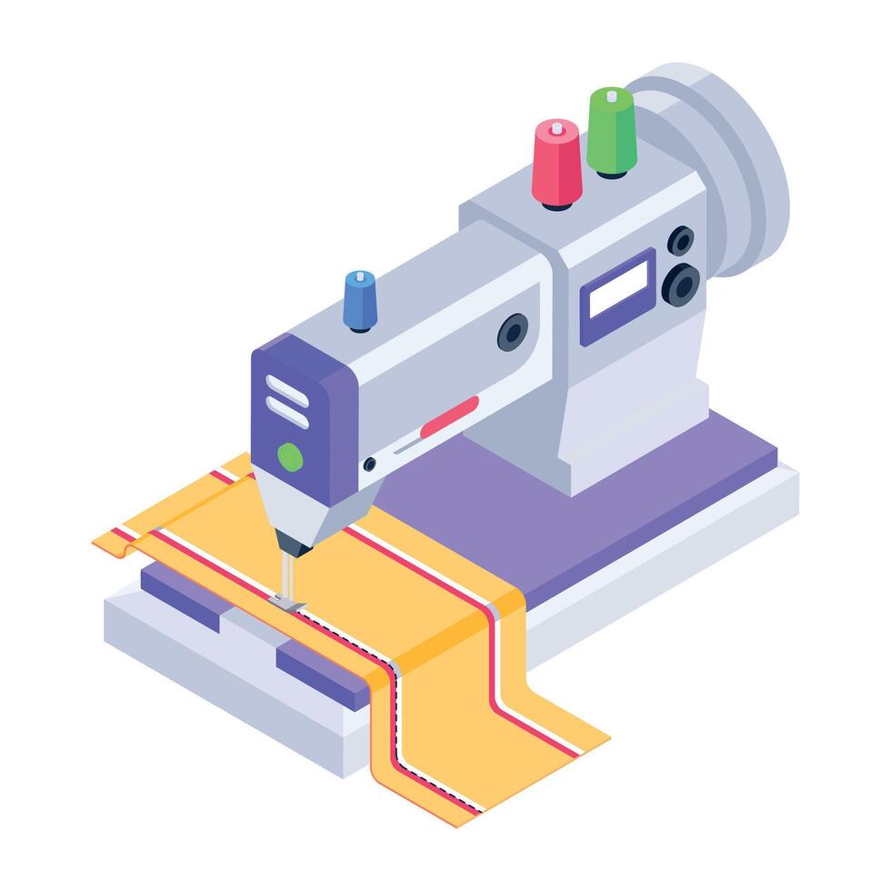 Sewing and Textile Machines Isometric Icons vector