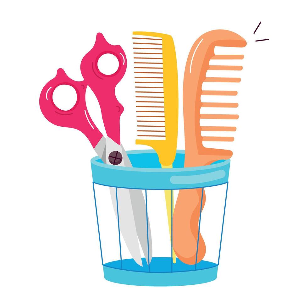 Self Grooming Flat Stickers vector