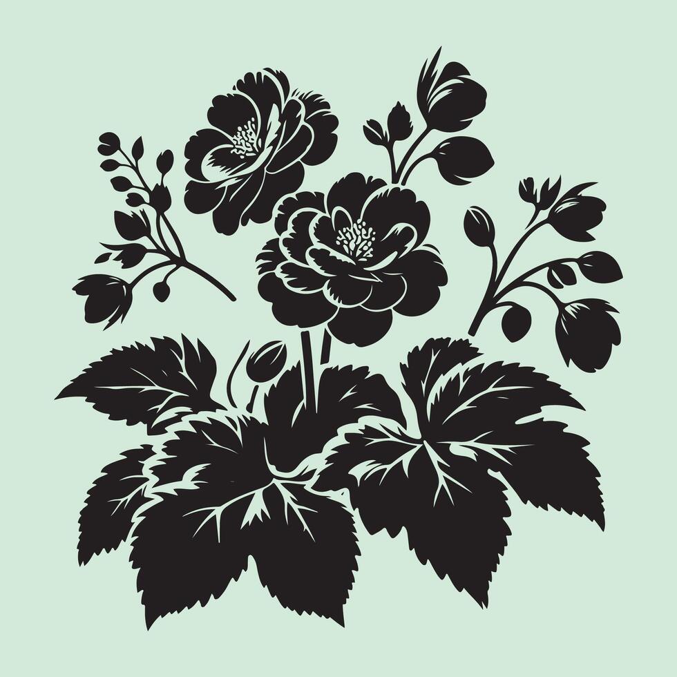 Vinca flower silhouette eps illustration vector