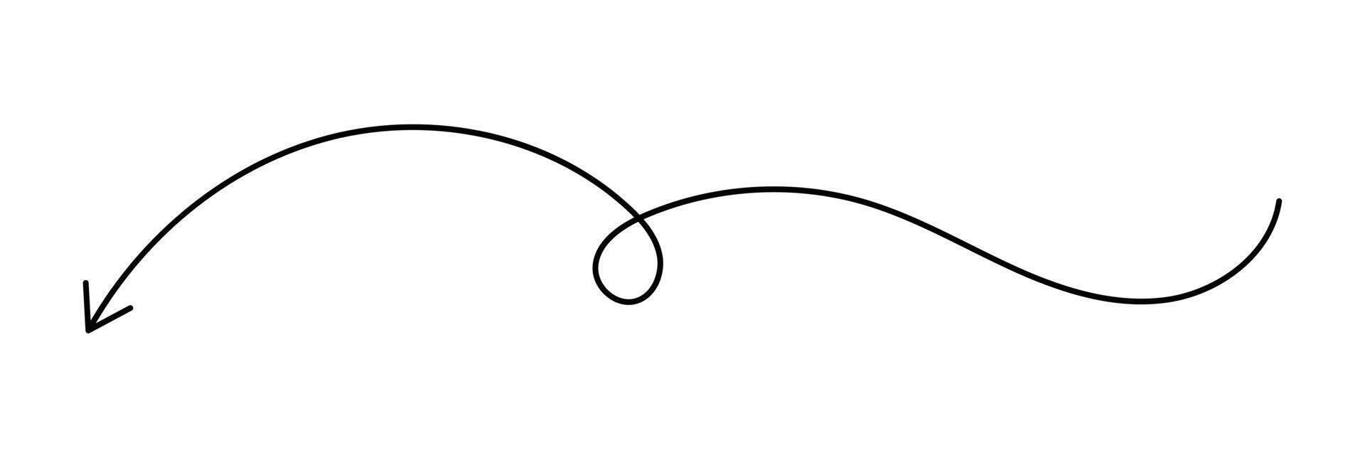 Thin Arrow swish sign. Thin arrow curled symbol icon. vector