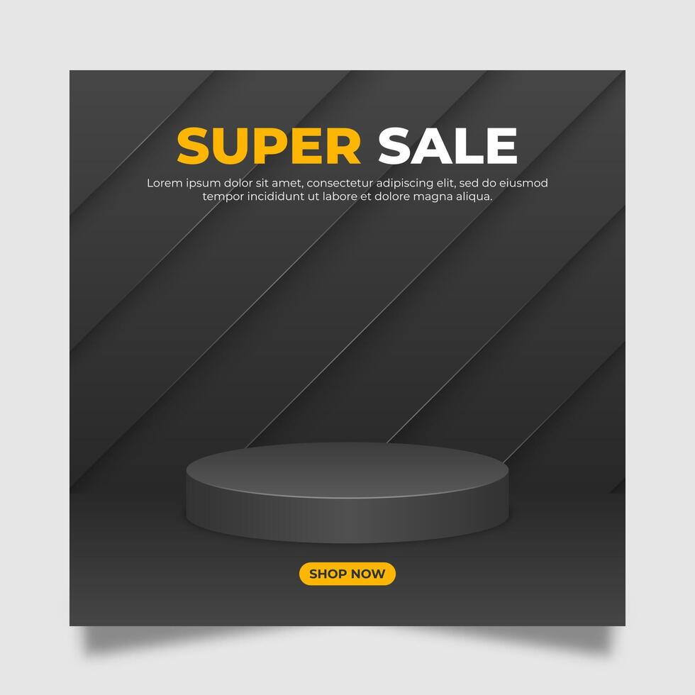 Black podium background for social media posts vector