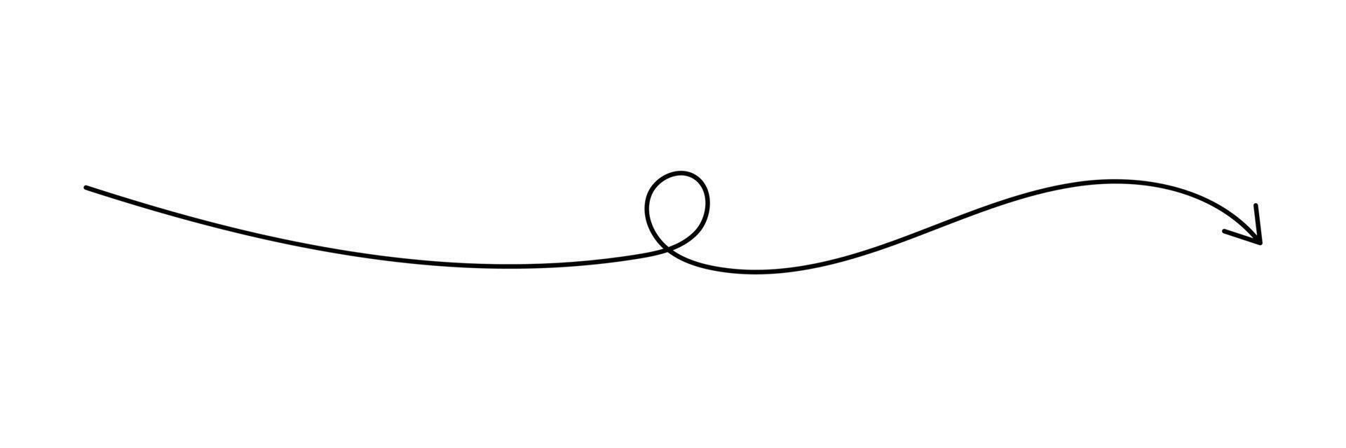 Thin Arrow swish sign. Thin arrow curled symbol icon. vector