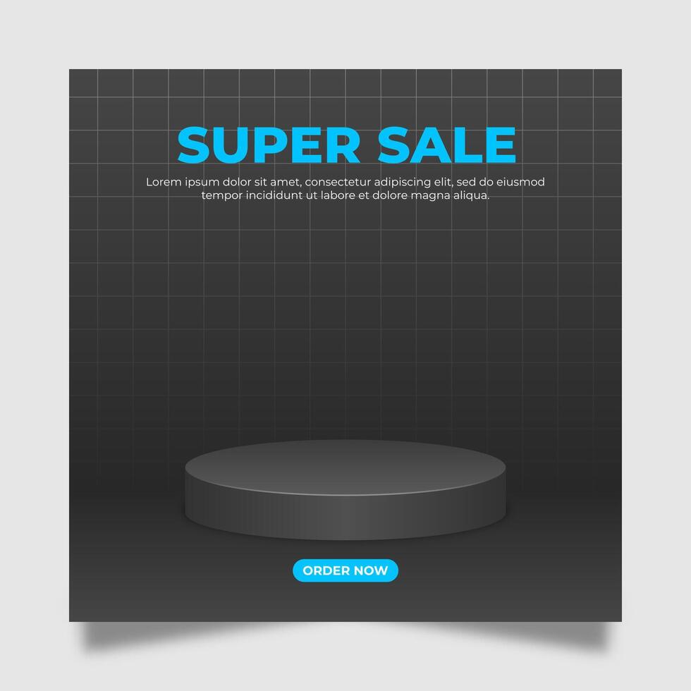 Black podium background for social media posts vector