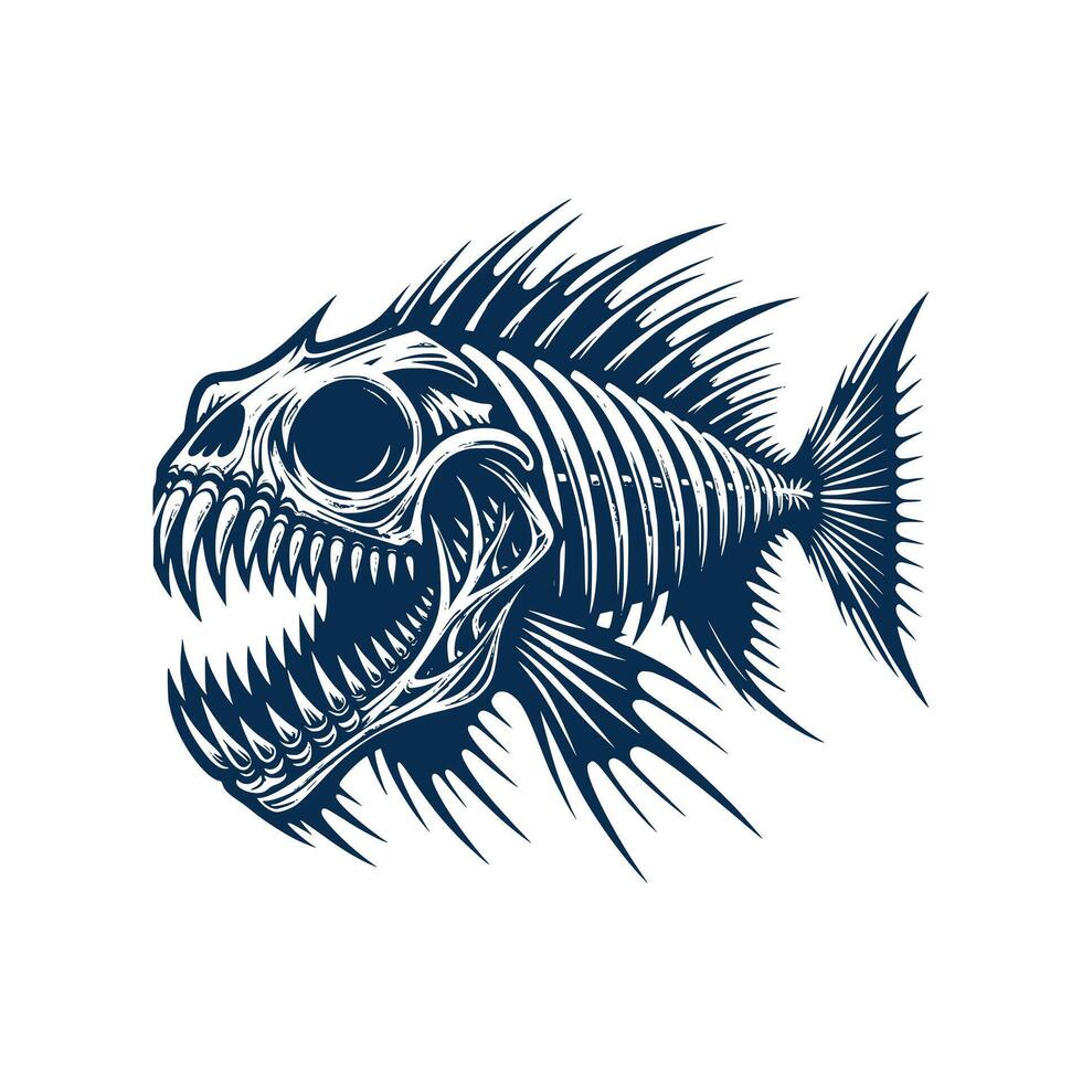 Toothy Fish Skeleton Art Illustration vector