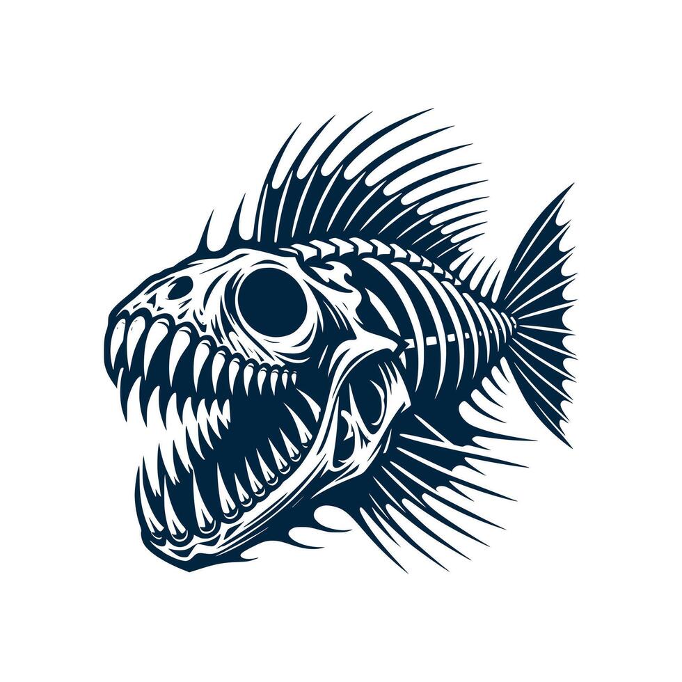 Toothy Fish Skeleton Art Illustration vector