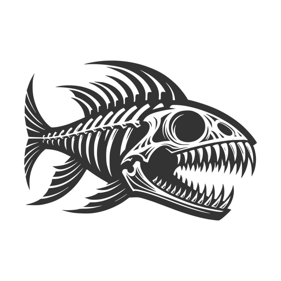 Toothy Fish Skeleton Art Illustration vector