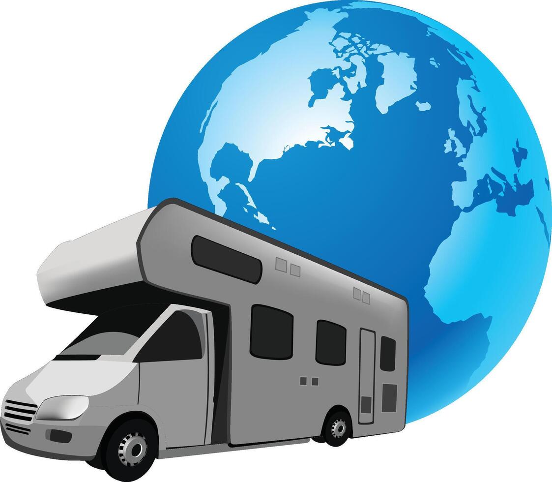 tourist transport caravan on the go vector