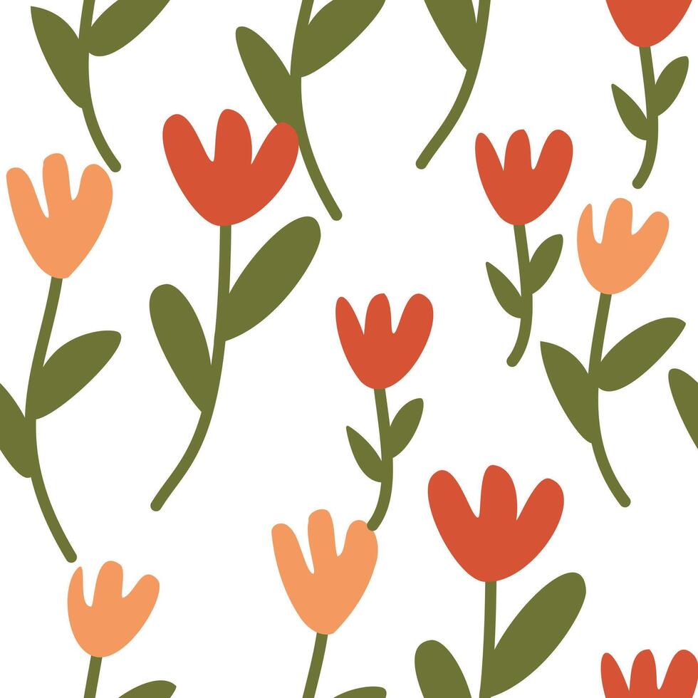 Tulips flower simple seamless pattern for fabric or wallpaper vector