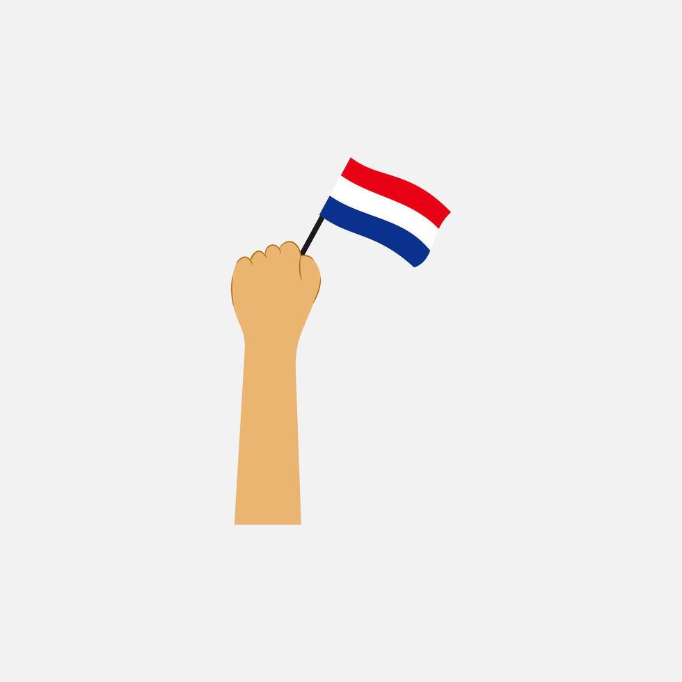 Hand holding country flag isolated on grey background vector