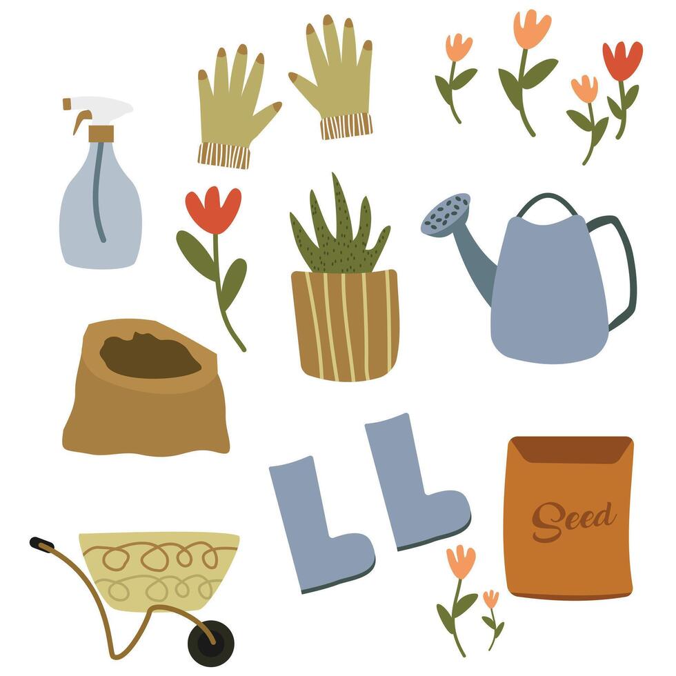 Gardening seamless pattern on white background vector