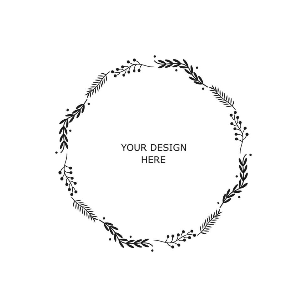 Circle floral frame decoration vector