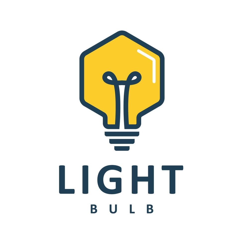 Lamp logo design hexagon bulb icon symbol that can be used for technology logos vector