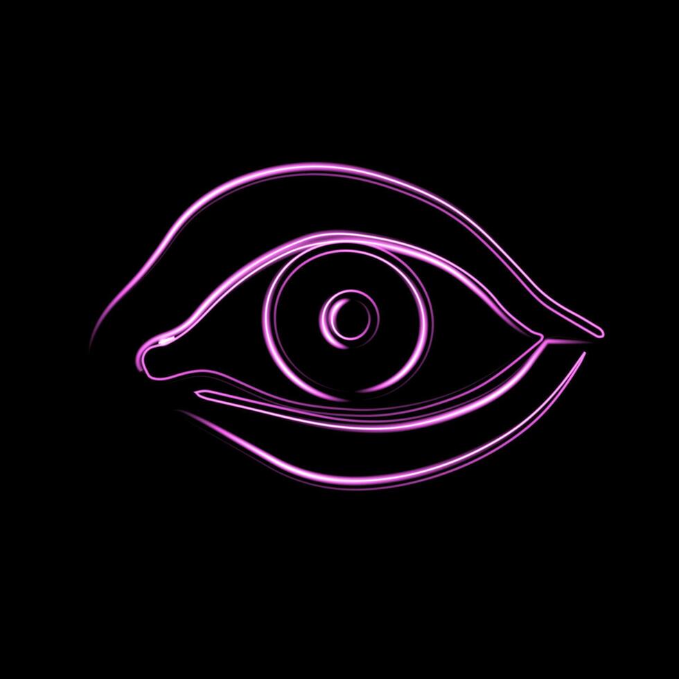 Illustration of human eye with neon effect. vector