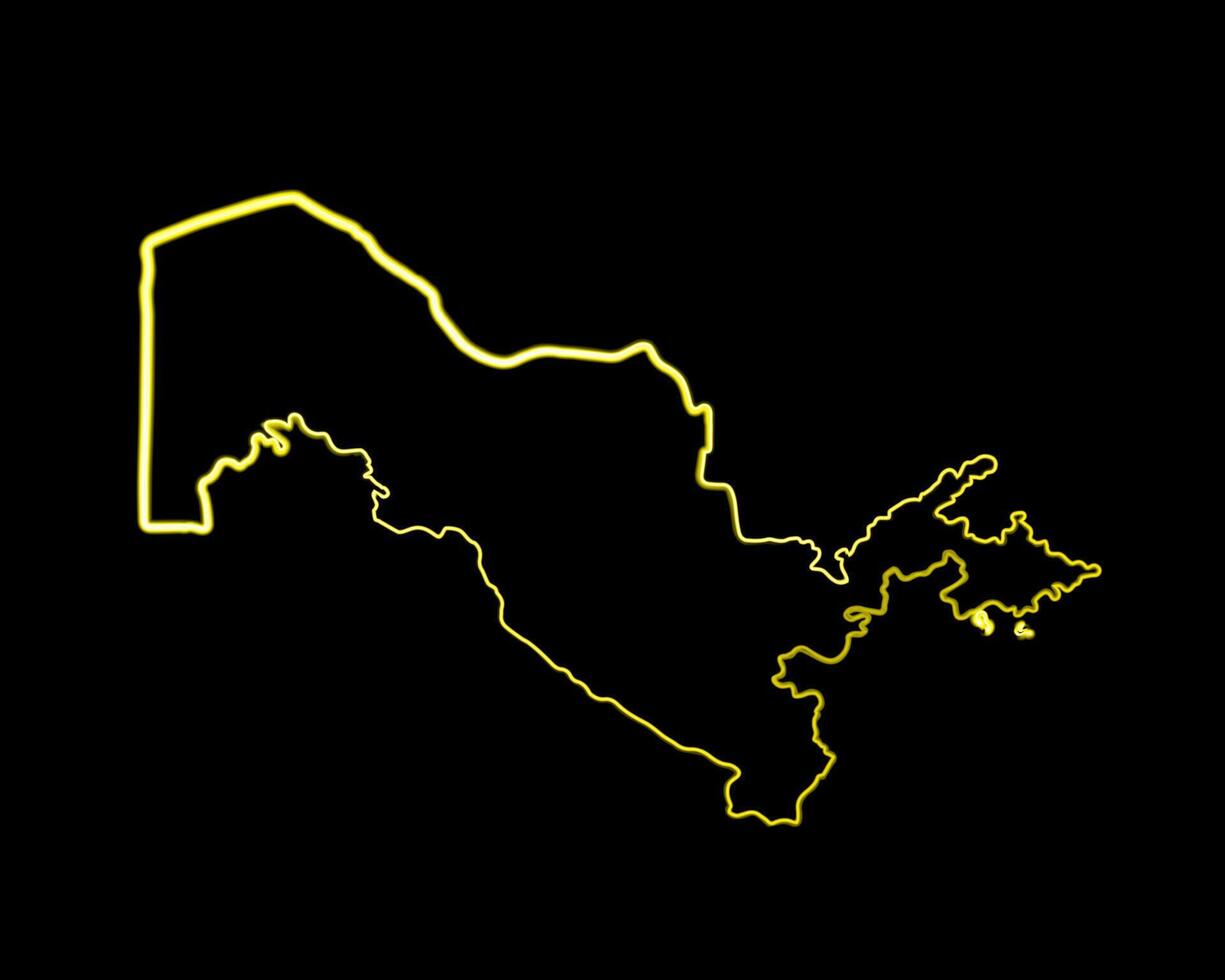 Illustration of Uzbekistan map with neon effect. vector