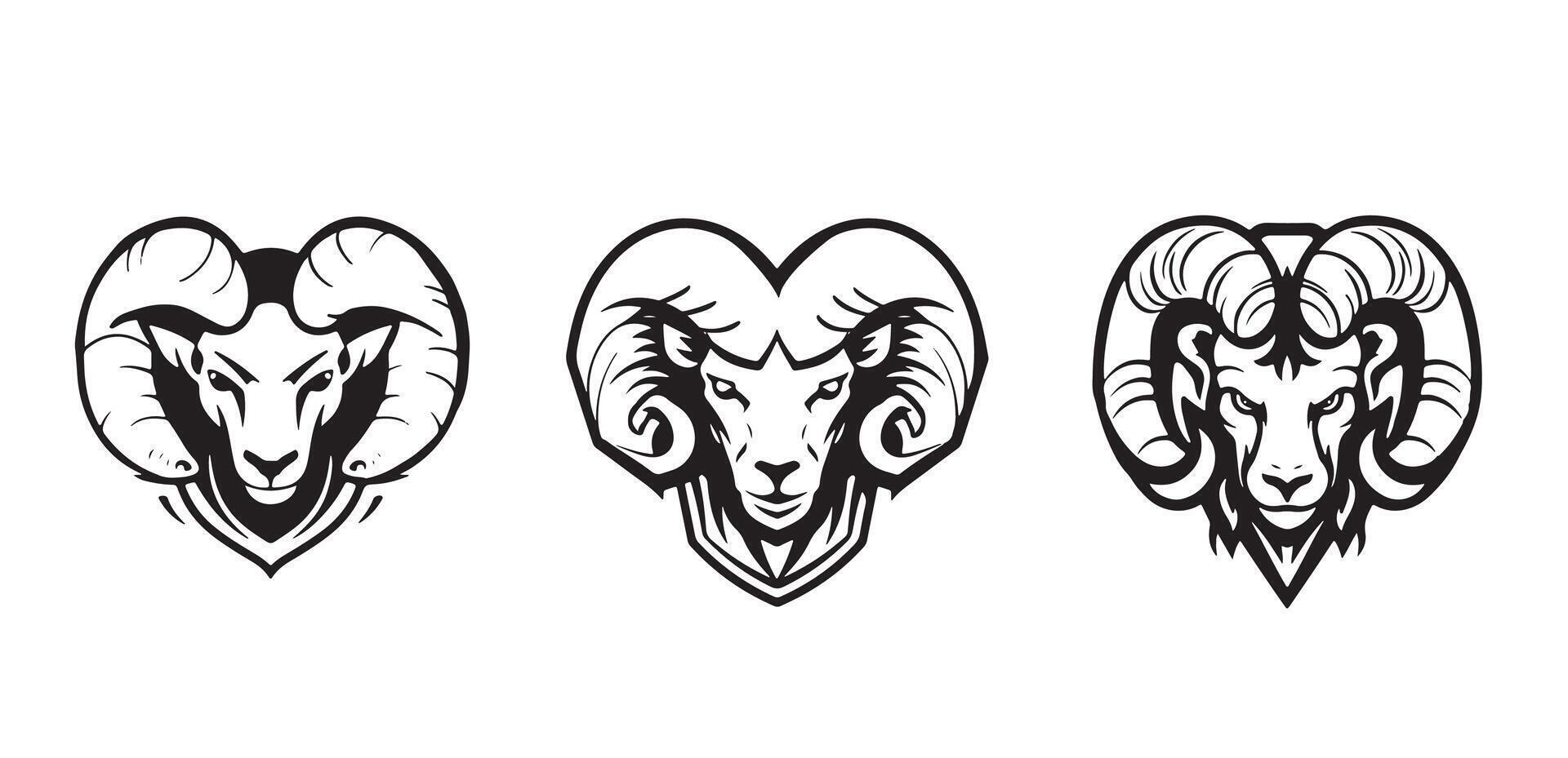 Aries graphic icon. Head ram black sign isolated on white background. vector