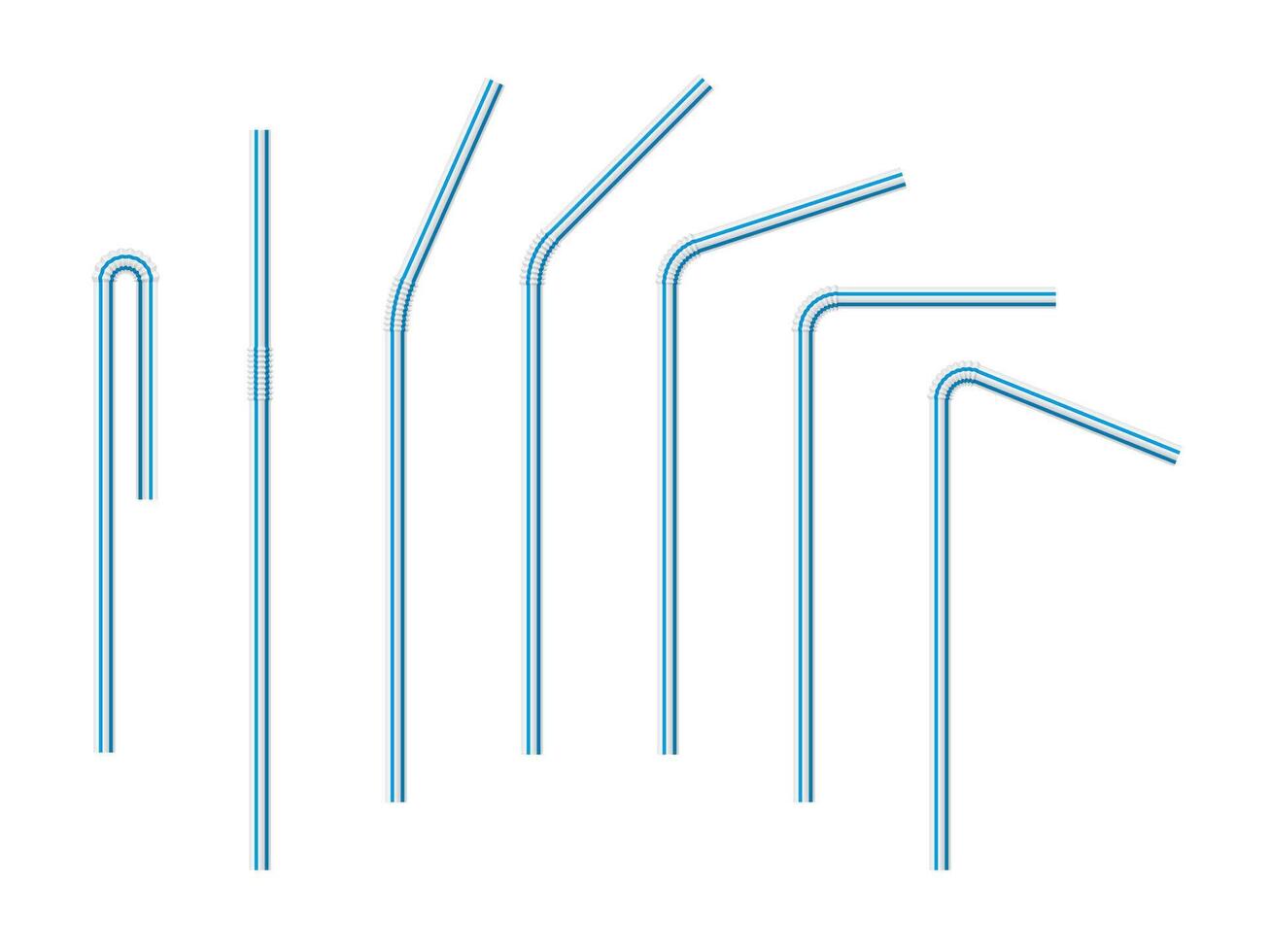 Set of white blue drinking straws isolated vector