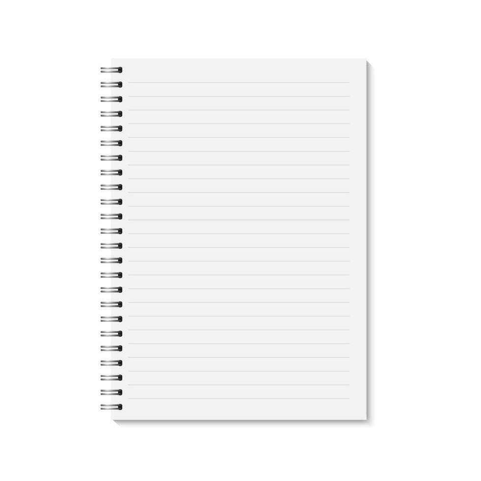 realistic closed horizontal lined notebook. vector