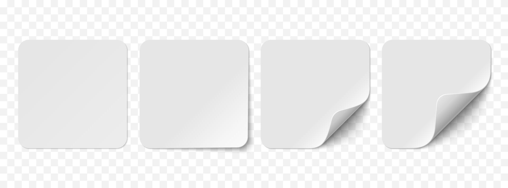 white realistic paper stickers isolated on white background vector