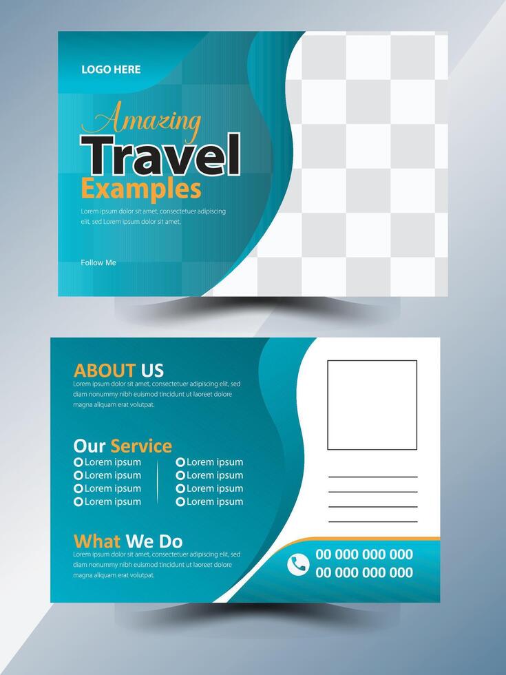 Modern creative dream holiday destinations brush effect travel postcard design template vector