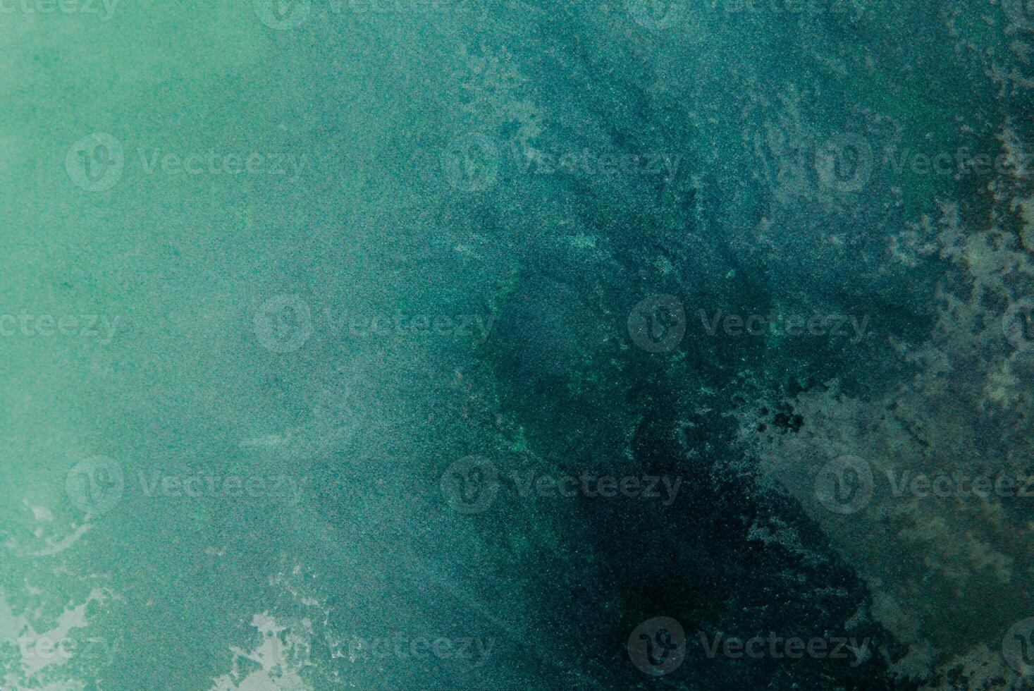 Abstract Teal and Azure Blue Watercolor Ocean Background photo