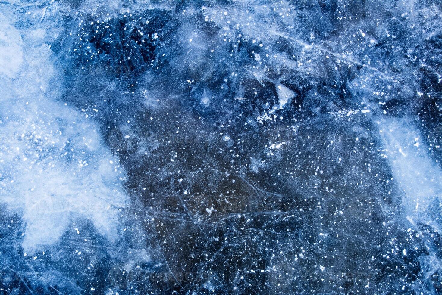 Blue Frozen Water Transforms into Crystalline Ice Texture, Nature's Cold Transformation photo