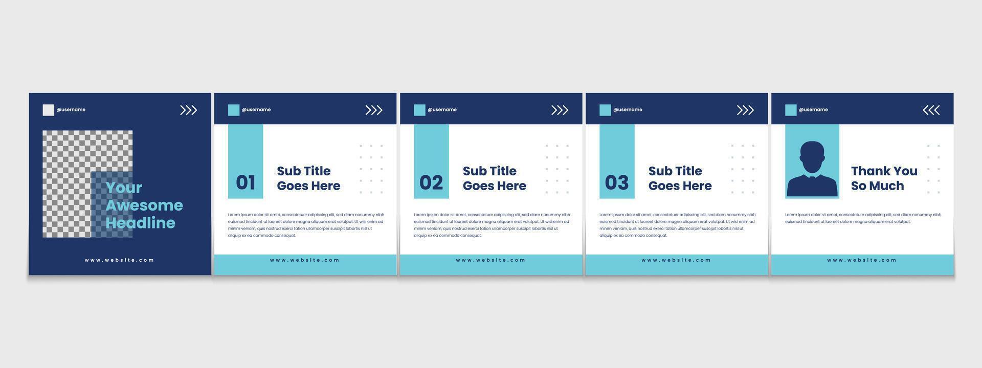 Editable carousel post, creative social media carousel template, modern and editable business carousel template design vector