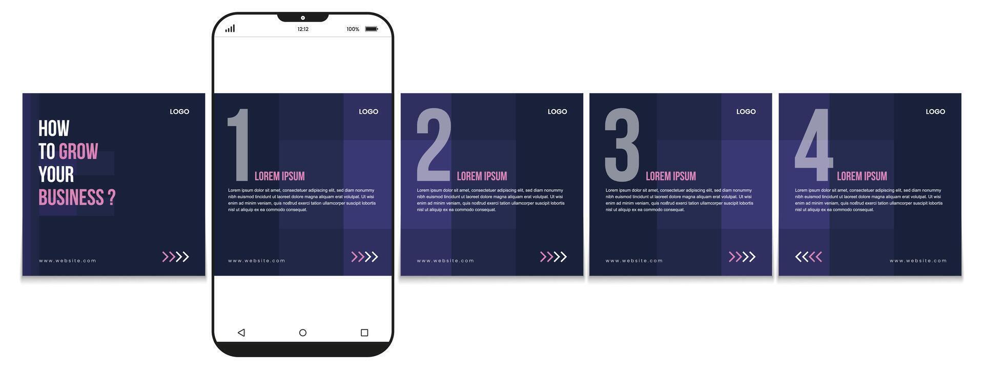 Editable carousel post, creative social media carousel template, modern and editable business carousel template design vector