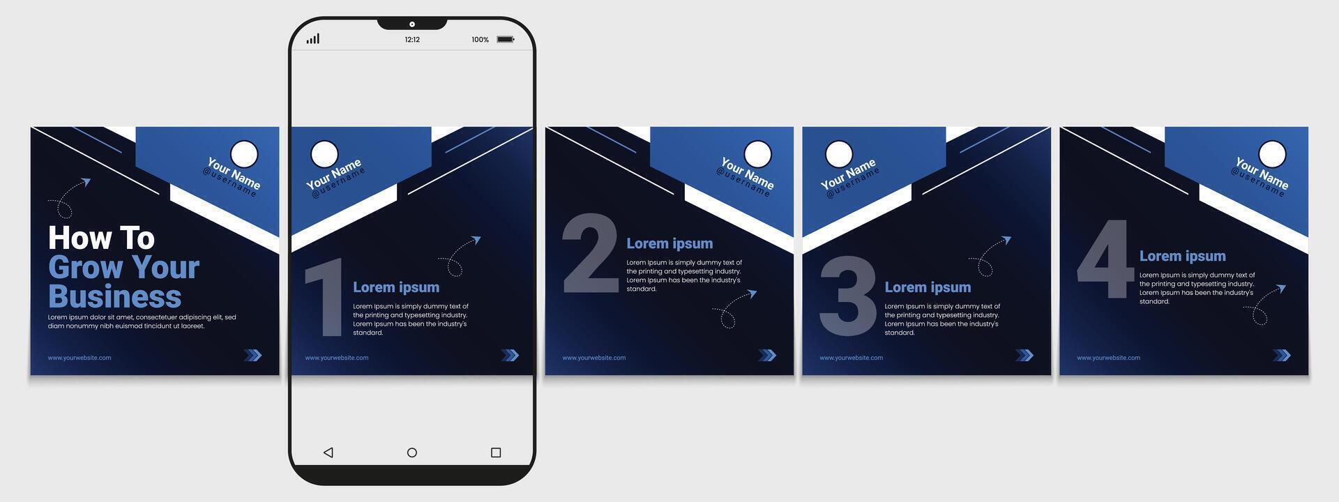 Editable carousel post, creative social media carousel template, modern and editable business carousel template design vector