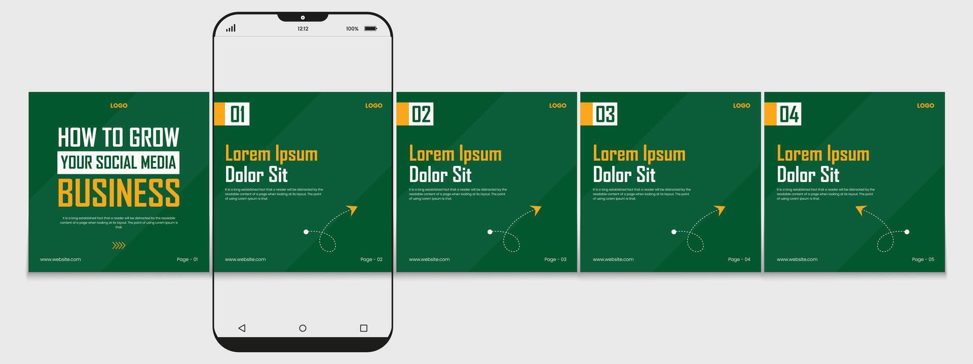 Editable carousel post, creative social media carousel template, modern and editable business carousel template design vector