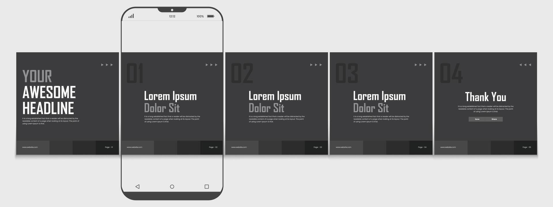 Editable carousel post, creative social media carousel template, modern and editable business carousel template design vector