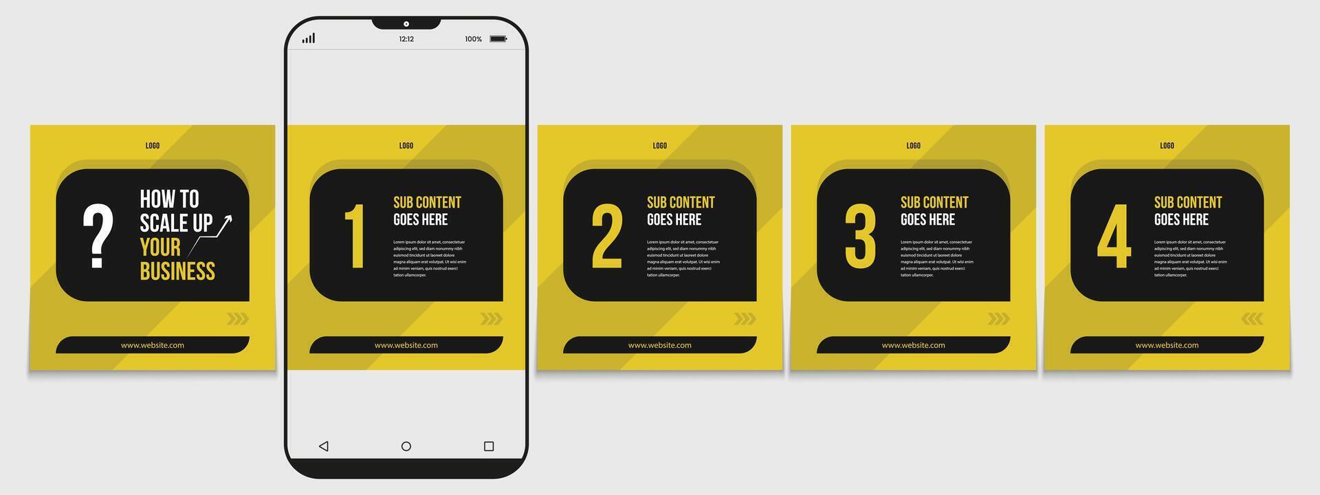 Editable carousel post, creative social media carousel template, modern and editable business carousel template design vector
