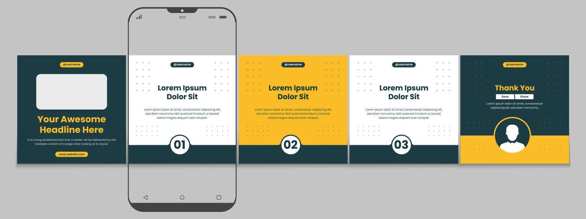 Editable carousel post, creative social media carousel template, modern and editable business carousel template design vector