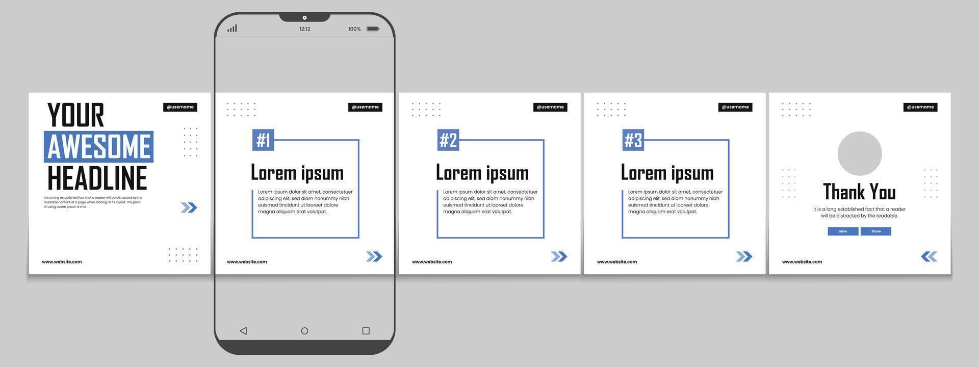 Editable carousel post, creative social media carousel template, modern and editable business carousel template design vector