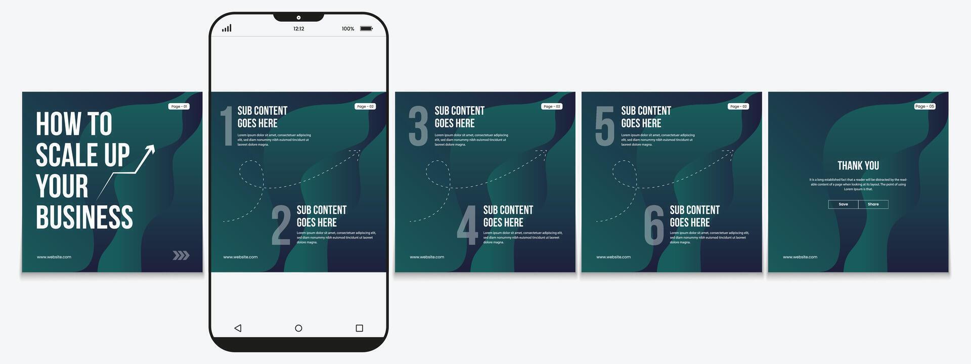 Editable carousel post, creative social media carousel template, modern and editable business carousel template design vector