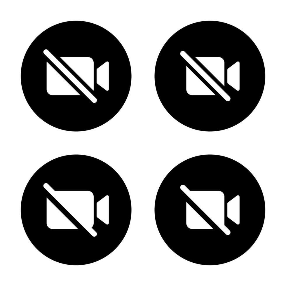camera off icon set. No videos concept vector