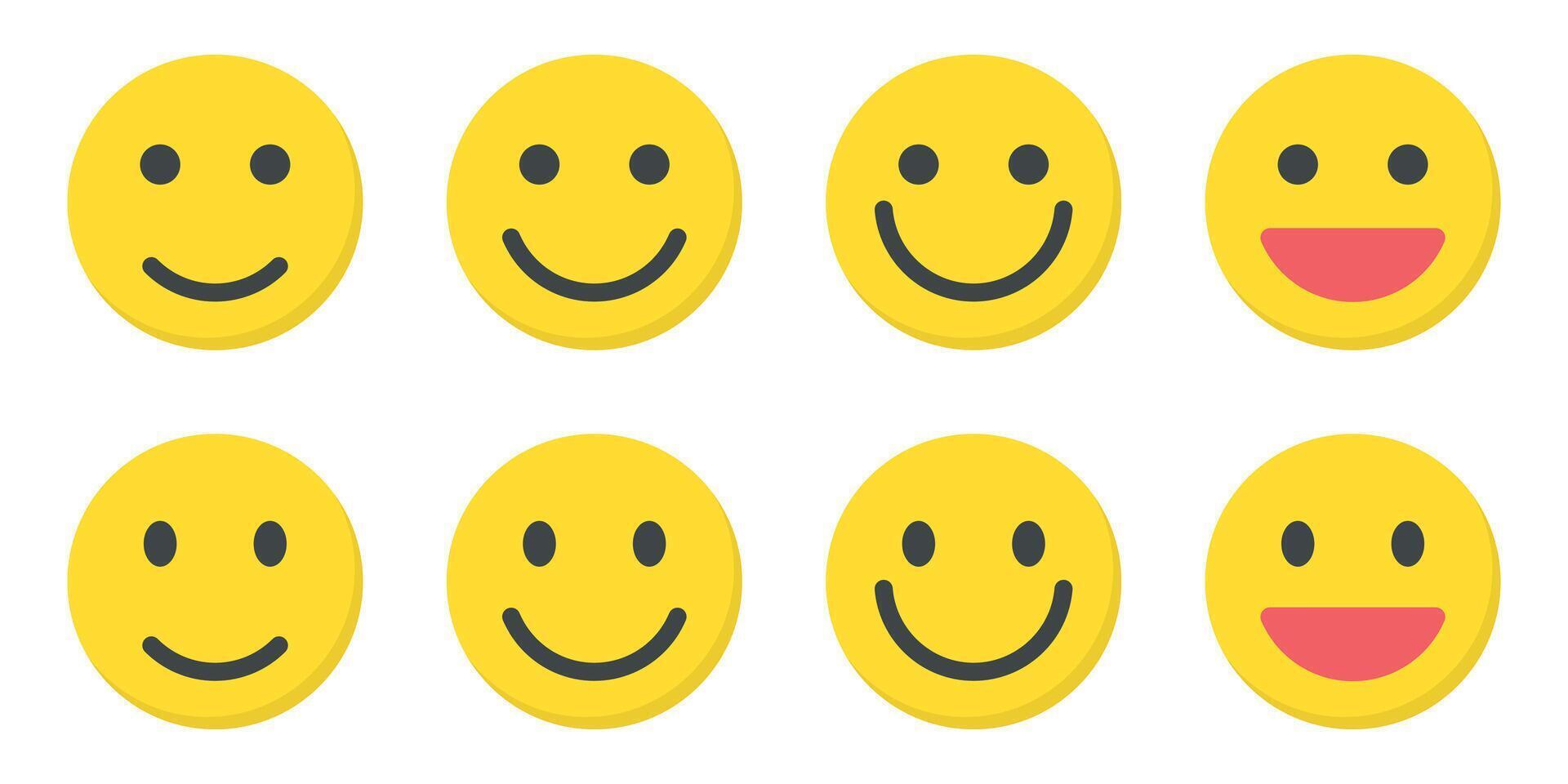 Smile emoji icon collection in flat style. Happy facial emoticon concept vector