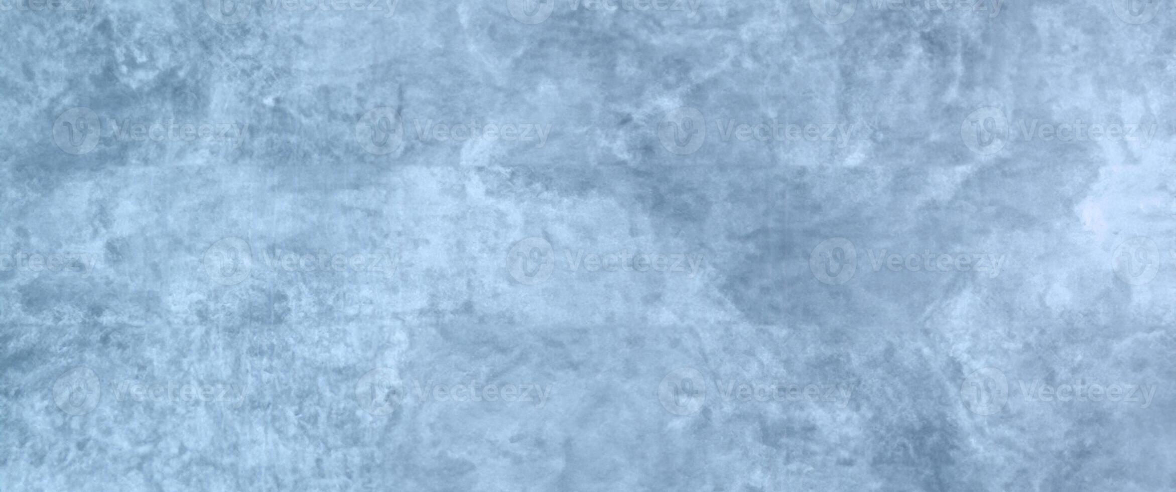 Winter-themed Abstract Background with Text or Image Space, Highlighted Blue Concrete Wall Texture, and Cloudy Distressed White Painting. photo