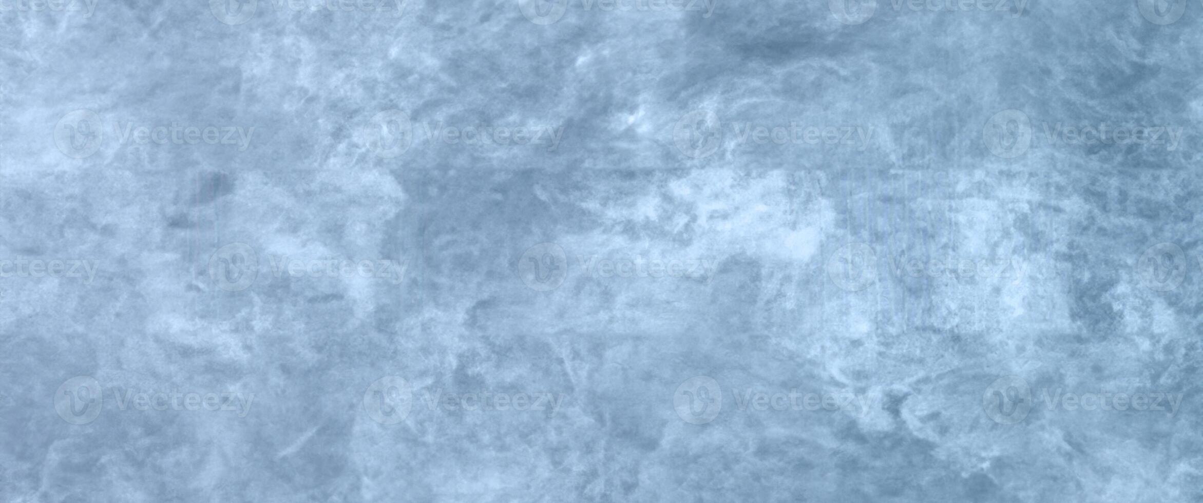 Winter-themed Abstract Background with Text or Image Space, Highlighted Blue Concrete Wall Texture, and Cloudy Distressed White Painting. photo