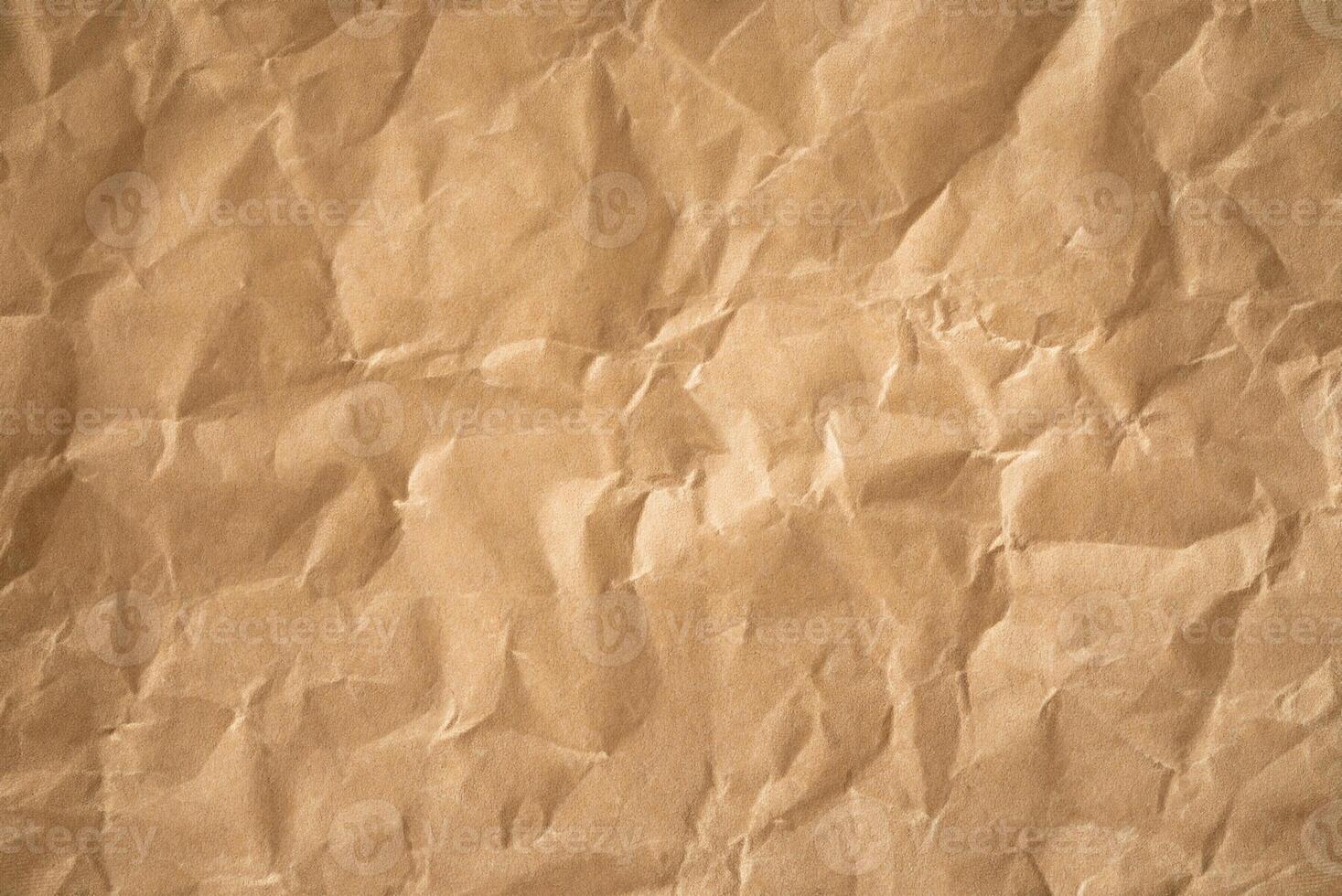 Textured Background, Recycled Crumpled Brown Paper Surface photo