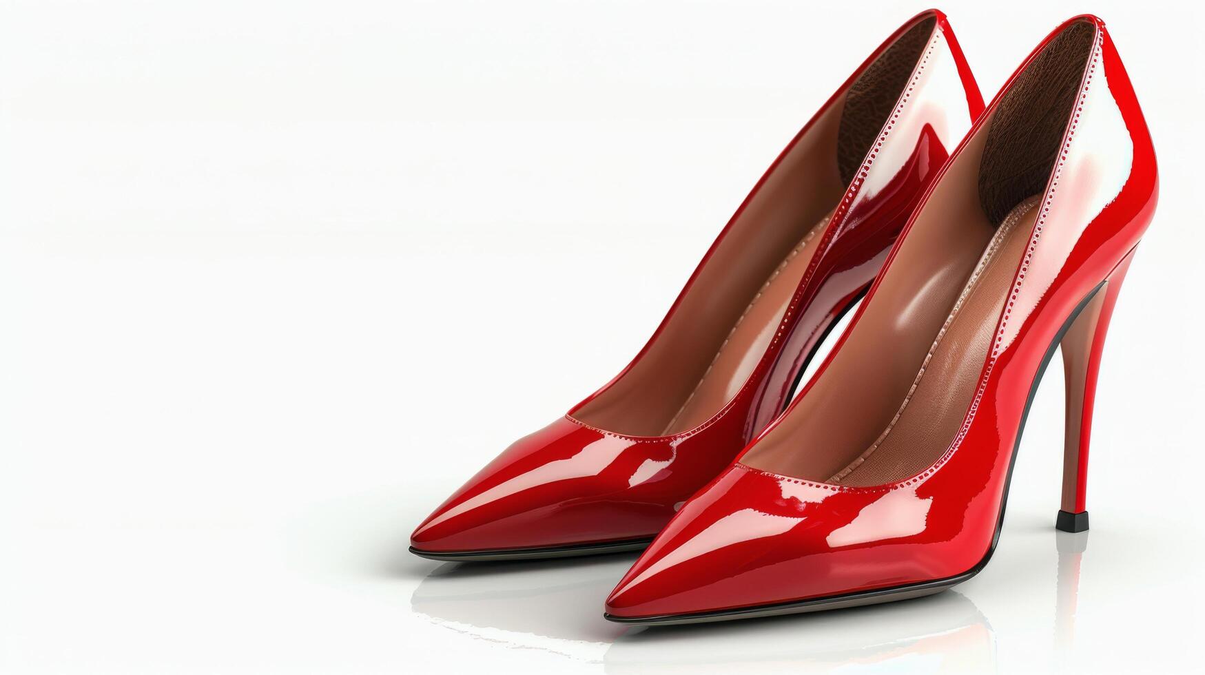 Red High Heeled Shoes on Table photo