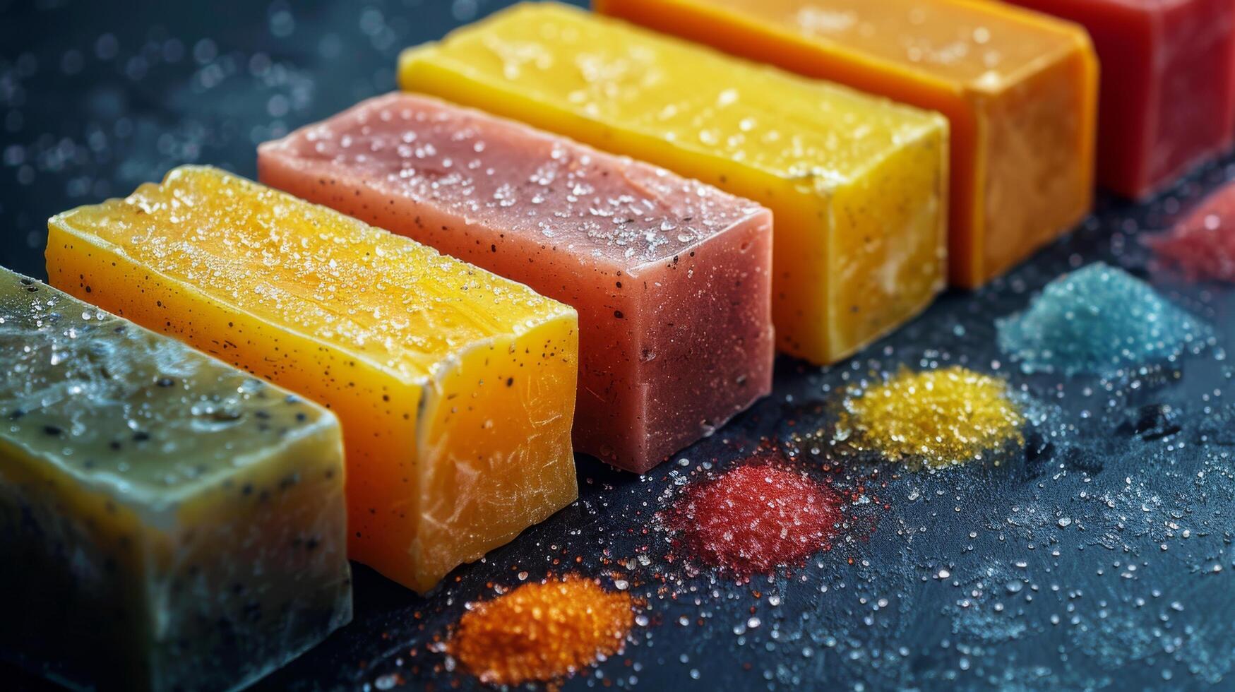 Row of Soap Bars on Counter photo
