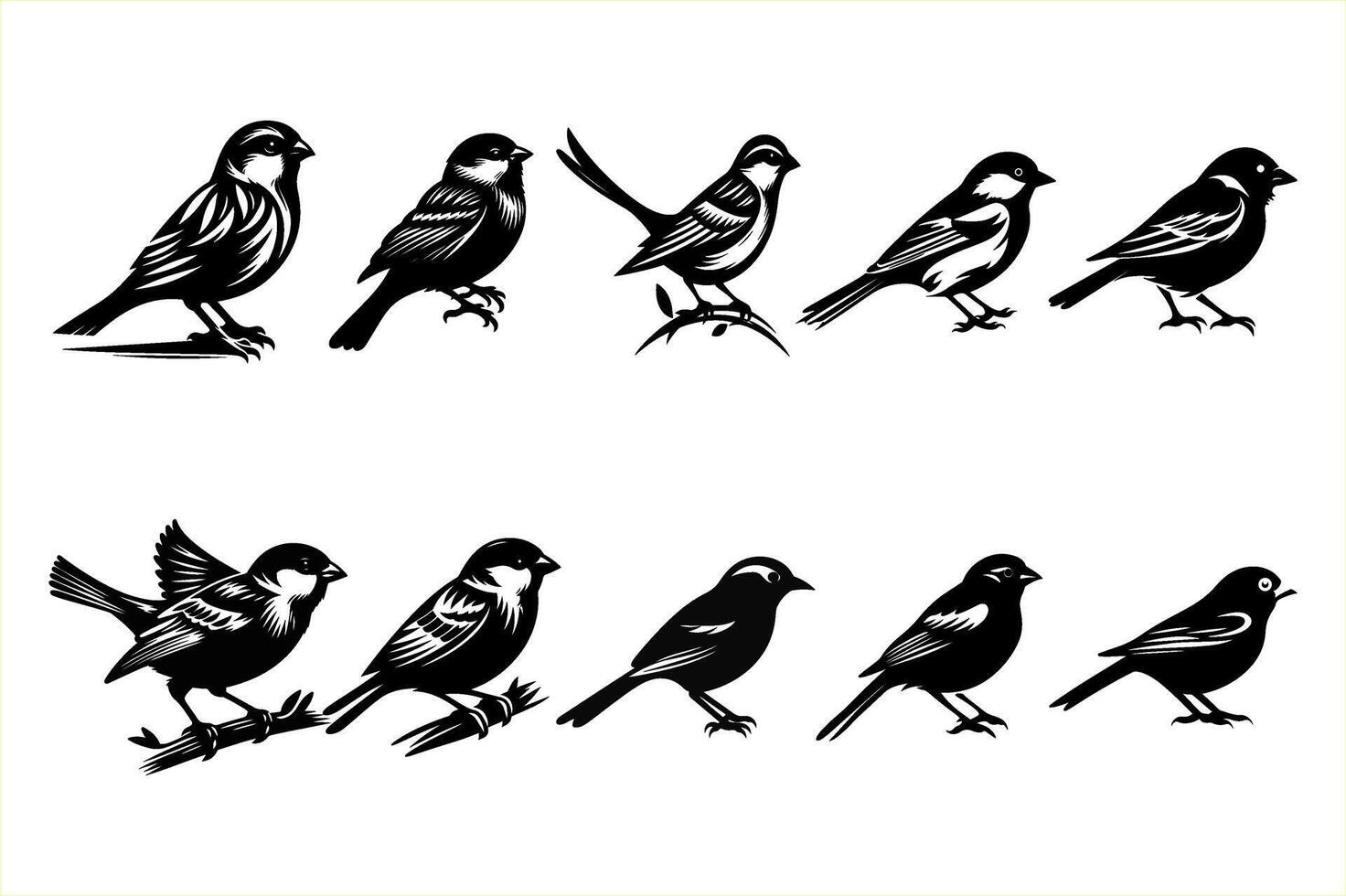 set of silhouettes of birds vector